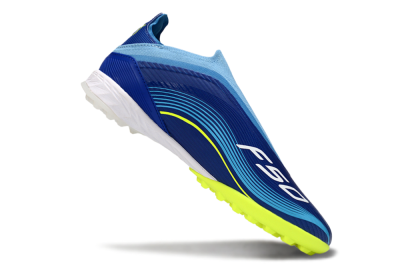 Unisex Messi x Adidas F50 Elite Laceless TF Football Shoes - Blue/Luminous Yellow/Soft Sky