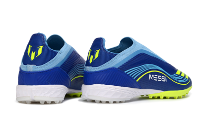 Unisex Messi x Adidas F50 Elite Laceless TF Football Shoes - Blue/Luminous Yellow/Soft Sky