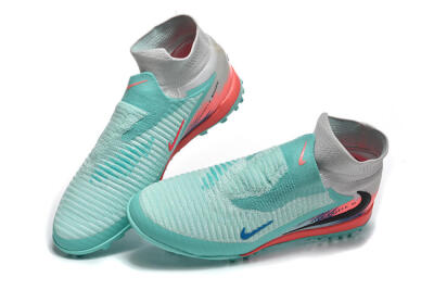 Men's Nike Phantom 6 High Elite TF Football Shoes - Aqua/Coral Pink/Light Gray