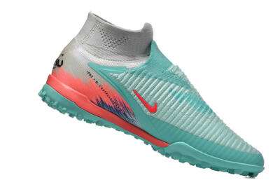 Men's Nike Phantom 6 High Elite TF Football Shoes - Aqua/Coral Pink/Light Gray