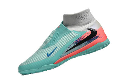 Men's Nike Phantom 6 High Elite TF Football Shoes - Aqua/Coral Pink/Light Gray