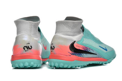 Men's Nike Phantom 6 High Elite TF Football Shoes - Aqua/Coral Pink/Light Gray