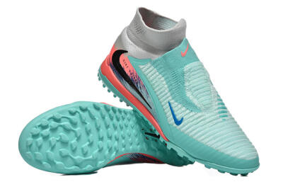 Men's Nike Phantom 6 High Elite TF Football Shoes - Aqua/Coral Pink/Light Gray