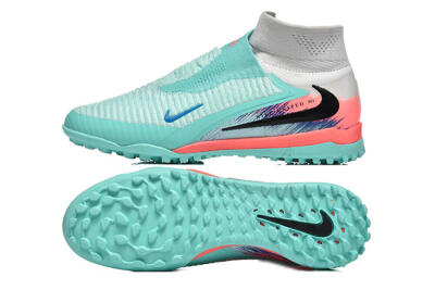 Men's Nike Phantom 6 High Elite TF Football Shoes - Aqua/Coral Pink/Light Gray