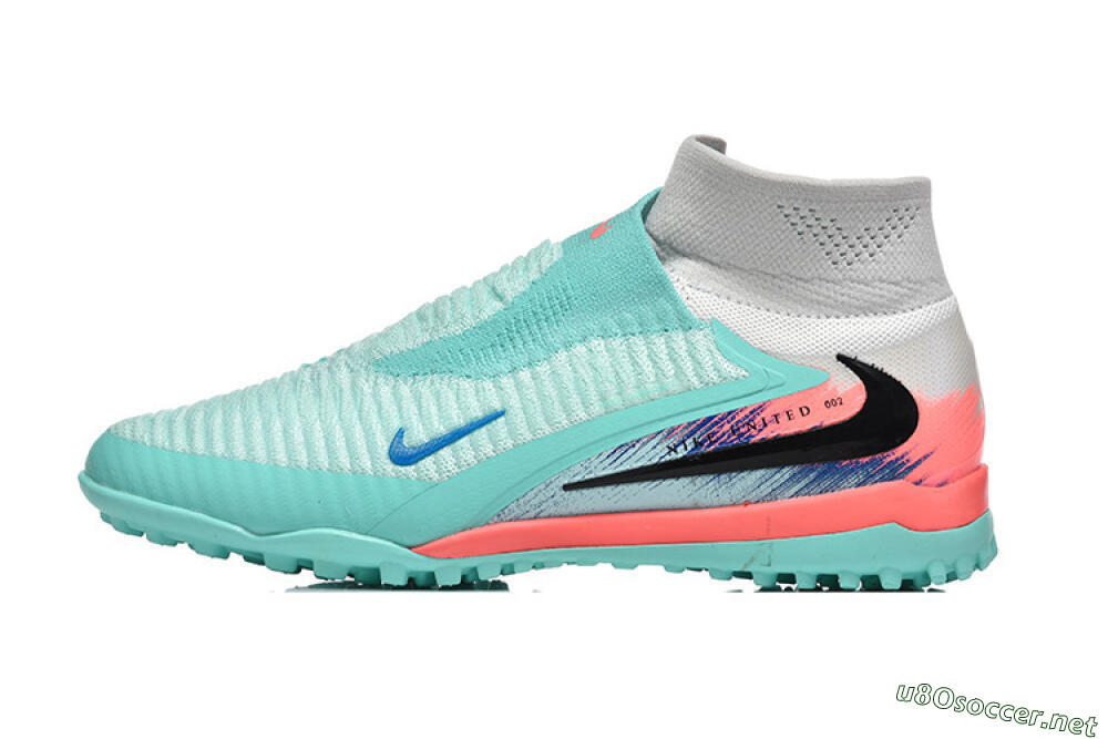 Men's Nike Phantom 6 High Elite TF Football Shoes - Aqua/Coral Pink/Light Gray 0