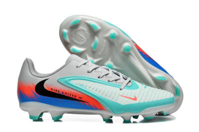Men's Nike Phantom 6 Low Elite FG Football Boots - Gray/Aqua Blue/Coral Orange