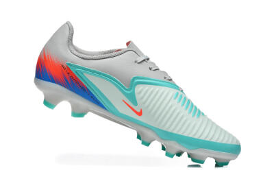 Men's Nike Phantom 6 Low Elite FG Football Boots - Gray/Aqua Blue/Coral Orange
