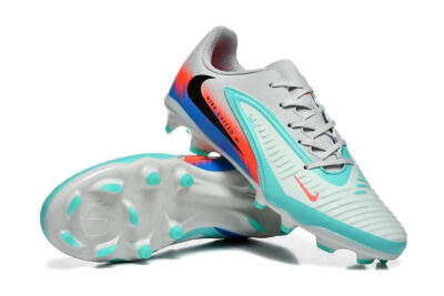 Men's Nike Phantom 6 Low Elite FG Football Boots - Gray/Aqua Blue/Coral Orange
