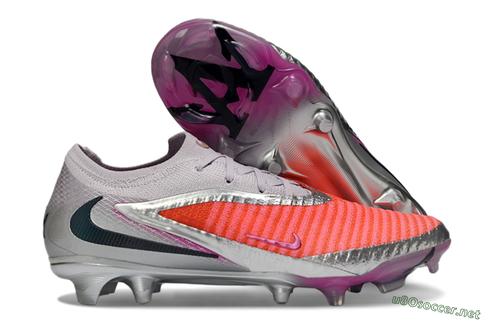 Unisex Nike Phantom 6 Low Elite FG Football Boots - Orange/Electric Pink/Metallic Silver 2