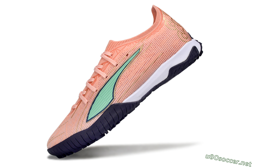 Men's Puma Ultra Ultimate TF Football Shoes - Peach/Mint Green/Navy Blue 5