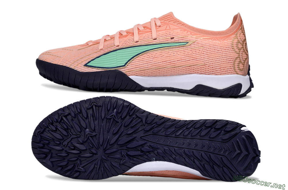 Men's Puma Ultra Ultimate TF Football Shoes - Peach/Mint Green/Navy Blue 1