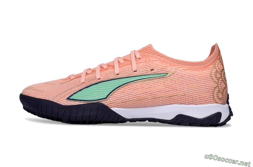 Men's Puma Ultra Ultimate TF Football Shoes - Peach/Mint Green/Navy Blue 0