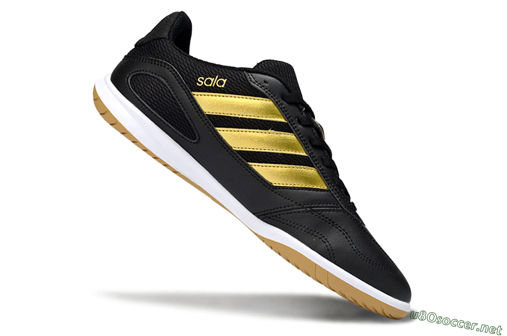 Men's Adidas Top Sala IC Football Shoes - Black/Gold Accent/Gum Sole 4