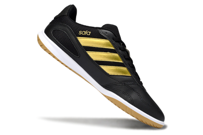 Men's Adidas Top Sala IC Football Shoes - Black/Gold Accent/Gum Sole