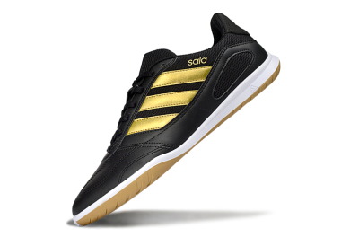 Men's Adidas Top Sala IC Football Shoes - Black/Gold Accent/Gum Sole