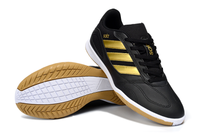 Men's Adidas Top Sala IC Football Shoes - Black/Gold Accent/Gum Sole