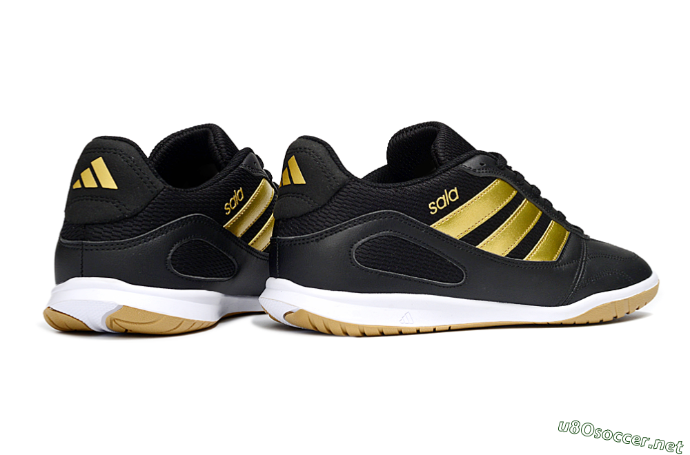 Men's Adidas Top Sala IC Football Shoes - Black/Gold Accent/Gum Sole 6