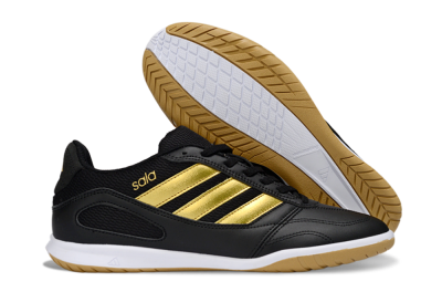 Men's Adidas Top Sala IC Football Shoes - Black/Gold Accent/Gum Sole