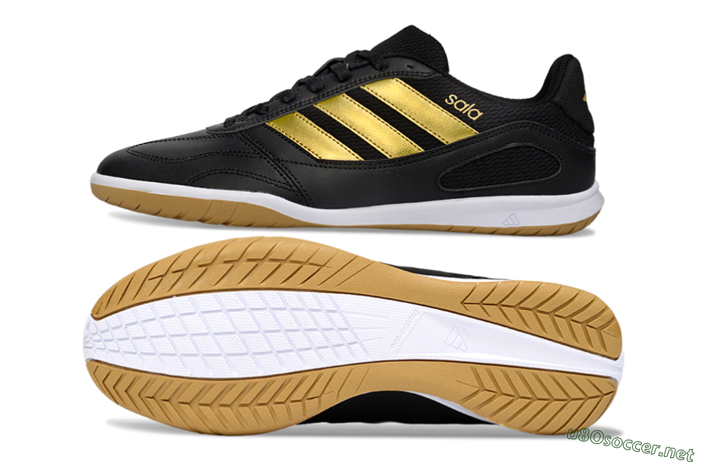 Men's Adidas Top Sala IC Football Shoes - Black/Gold Accent/Gum Sole 1