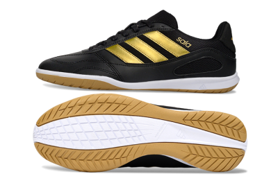 Men's Adidas Top Sala IC Football Shoes - Black/Gold Accent/Gum Sole