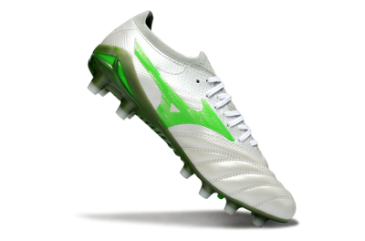 Men's Mizuno Morelia Neo 4 FG Football Boots - White/Vibrant Green/Graphite Grey