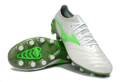 Men's Mizuno Morelia Neo 4 FG Football Boots - White/Vibrant Green/Graphite Grey