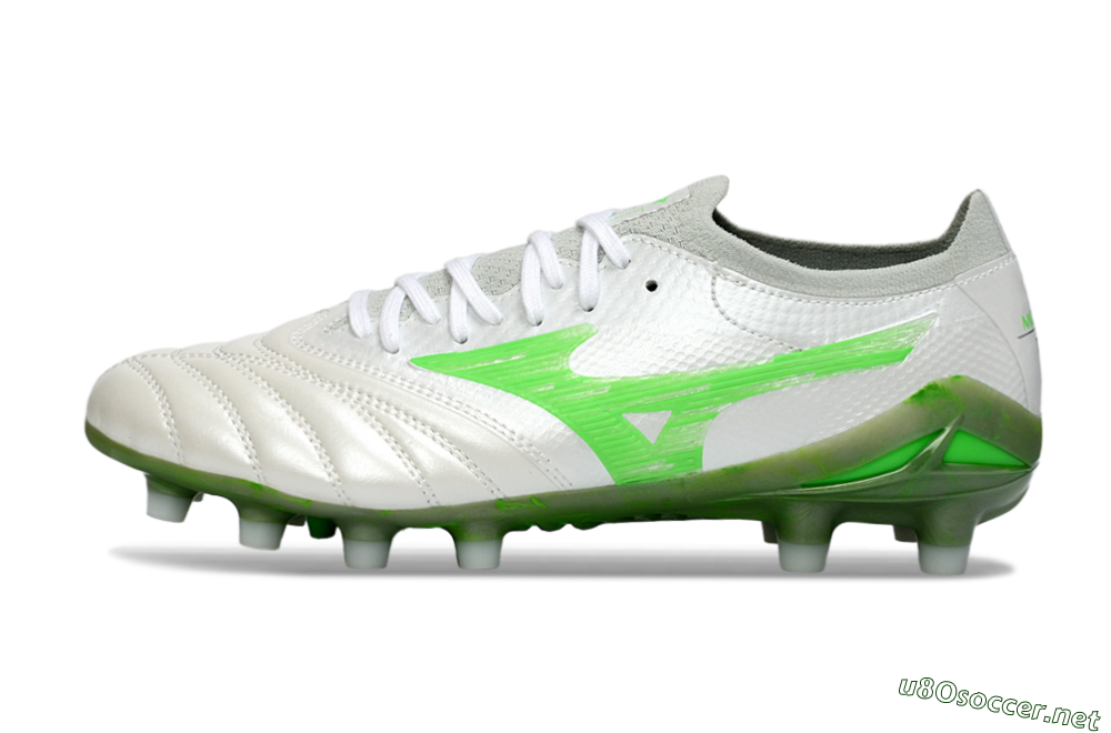 Men's Mizuno Morelia Neo 4 FG Football Boots - White/Vibrant Green/Graphite Grey 0