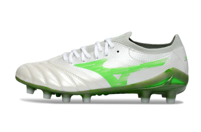 Men's Mizuno Morelia Neo 4 FG Football Boots - White/Vibrant Green/Graphite Grey