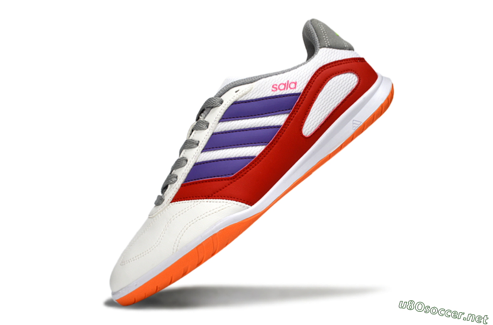Men's Adidas Top Sala IC Football Shoes - White/Crimson/Amethyst 5