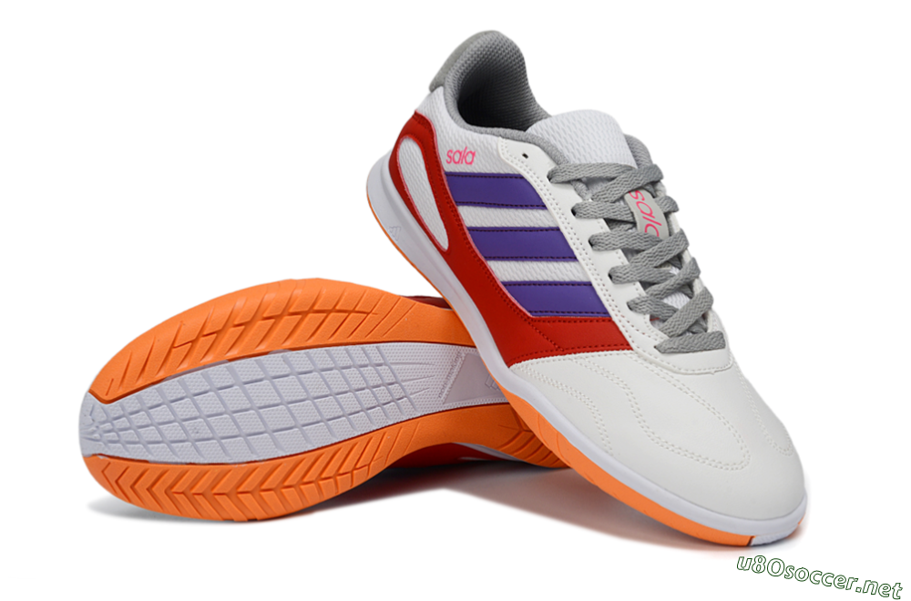 Men's Adidas Top Sala IC Football Shoes - White/Crimson/Amethyst 3