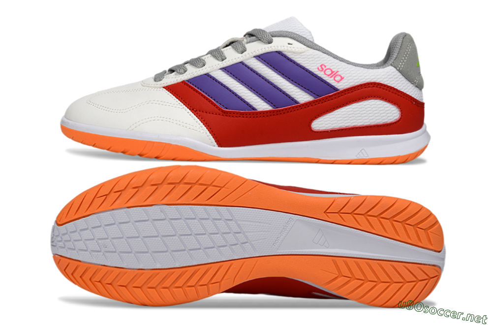 Men's Adidas Top Sala IC Football Shoes - White/Crimson/Amethyst 1