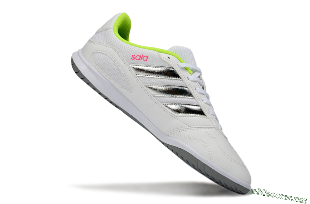 Men's Adidas Top Sala IC Football Shoes - White/Neon Green/Silver 4