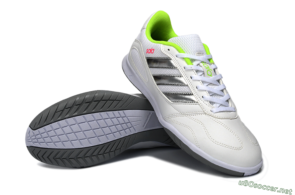 Men's Adidas Top Sala IC Football Shoes - White/Neon Green/Silver 3