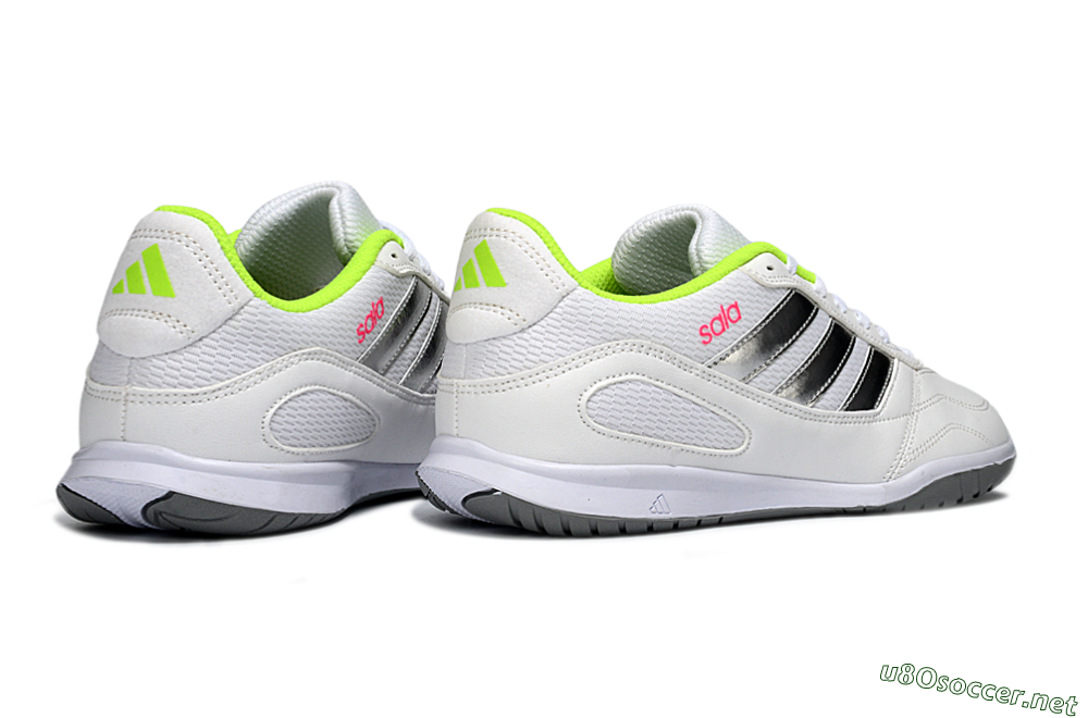 Men's Adidas Top Sala IC Football Shoes - White/Neon Green/Silver 6