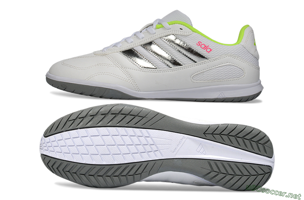 Men's Adidas Top Sala IC Football Shoes - White/Neon Green/Silver 1