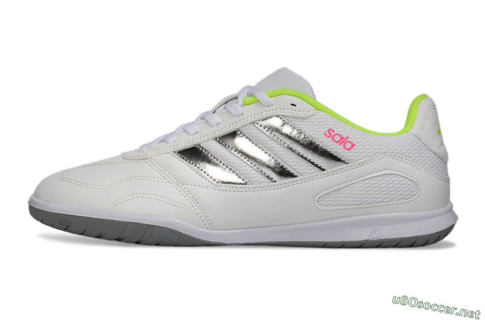 Men's Adidas Top Sala IC Football Shoes - White/Neon Green/Silver 0