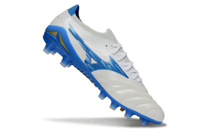 Men's Mizuno Morelia Neo 4 FG Football Boots - White/Sky Blue/Royal Blue