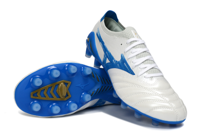 Men's Mizuno Morelia Neo 4 FG Football Boots - White/Sky Blue/Royal Blue