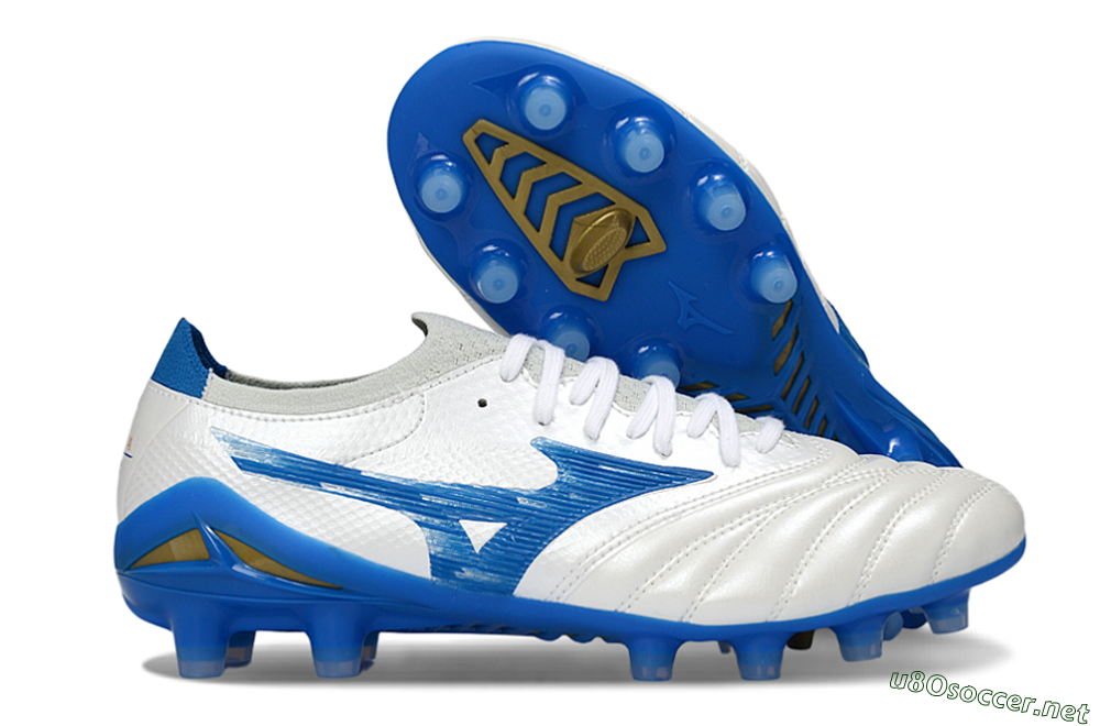 Men's Mizuno Morelia Neo 4 FG Football Boots - White/Sky Blue/Royal Blue 2