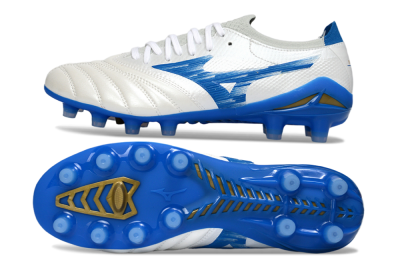 Men's Mizuno Morelia Neo 4 FG Football Boots - White/Sky Blue/Royal Blue