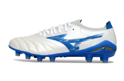 Men's Mizuno Morelia Neo 4 FG Football Boots - White/Sky Blue/Royal Blue