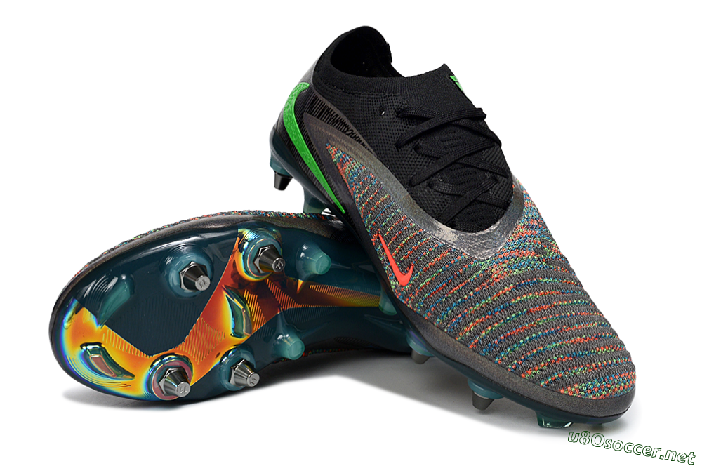 Unisex Nike Phantom 6 Low Elite SG Football Boots - Black/Vibrant Green/Fiery Red 3