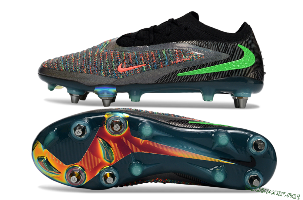 Unisex Nike Phantom 6 Low Elite SG Football Boots - Black/Vibrant Green/Fiery Red 1