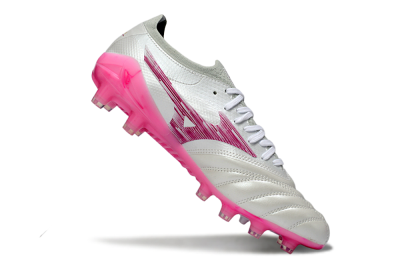 Men's Mizuno Morelia Neo 4 FG Football Boots - White/Electric Pink/Metallic Silver