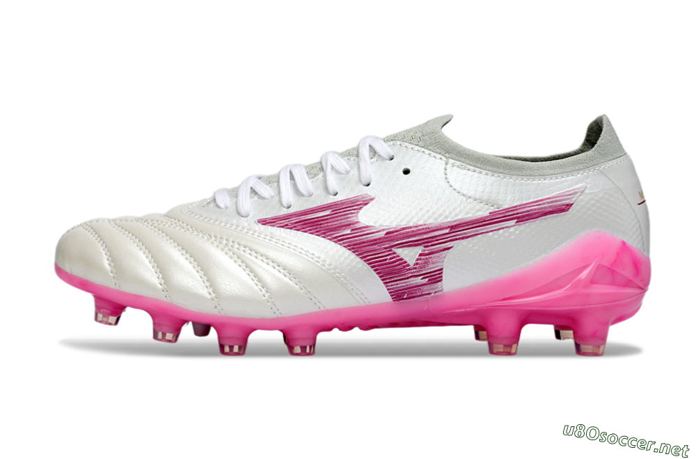 Men's Mizuno Morelia Neo 4 FG Football Boots - White/Electric Pink/Metallic Silver 0
