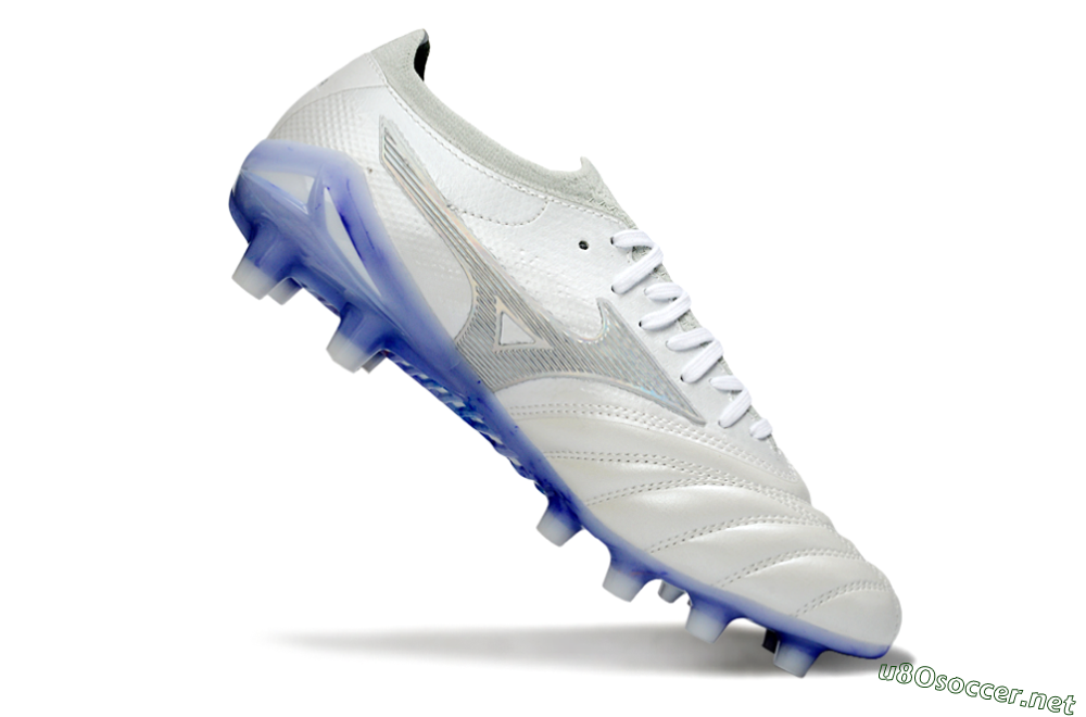 Men's Mizuno Morelia Neo 4 FG Football Boots - White/Sky Blue/Deep Purple 4