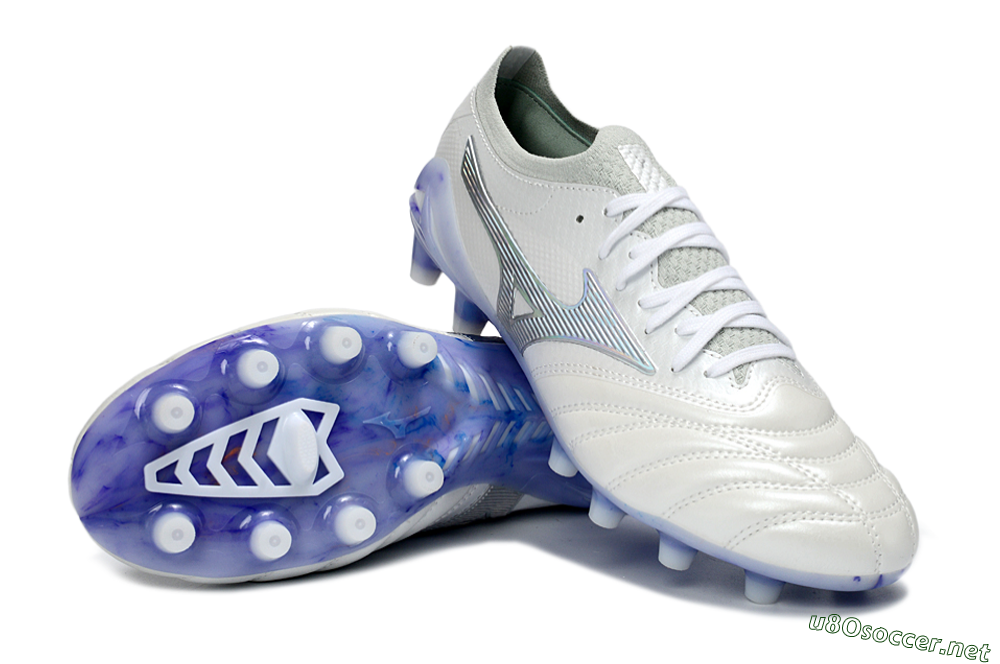 Men's Mizuno Morelia Neo 4 FG Football Boots - White/Sky Blue/Deep Purple 3