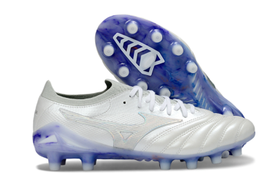 Men's Mizuno Morelia Neo 4 FG Football Boots - White/Sky Blue/Deep Purple