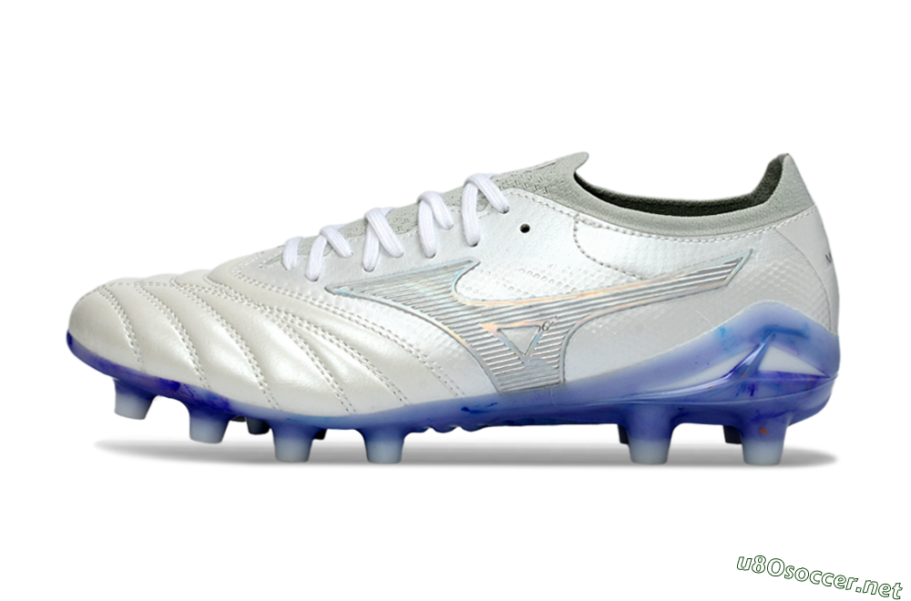 Men's Mizuno Morelia Neo 4 FG Football Boots - White/Sky Blue/Deep Purple 0