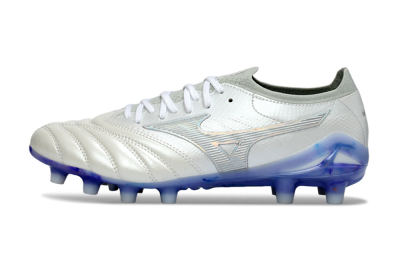 Men's Mizuno Morelia Neo 4 FG Football Boots - White/Sky Blue/Deep Purple
